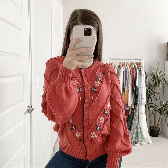 The Great Meadow Bobble Cardigan Sweater Knit Crochet Cardigan Sweater - Picture 9 of 11